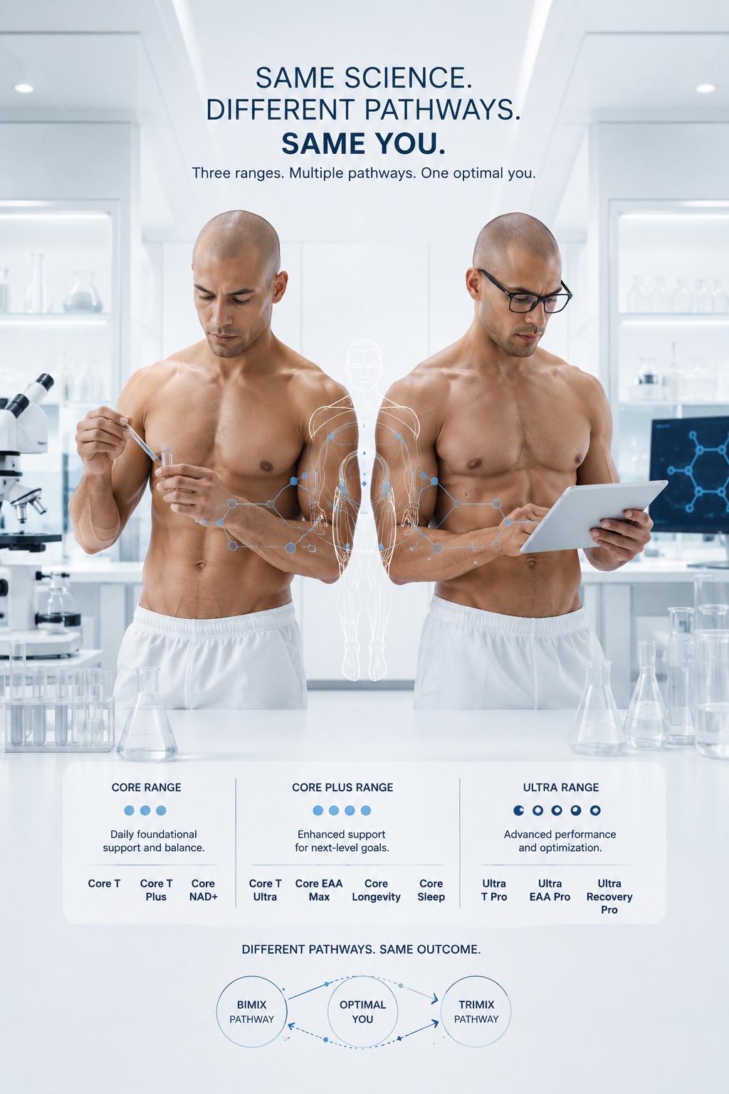 Full Bimix and Trimix comparison poster showing both men and the complete comparison composition