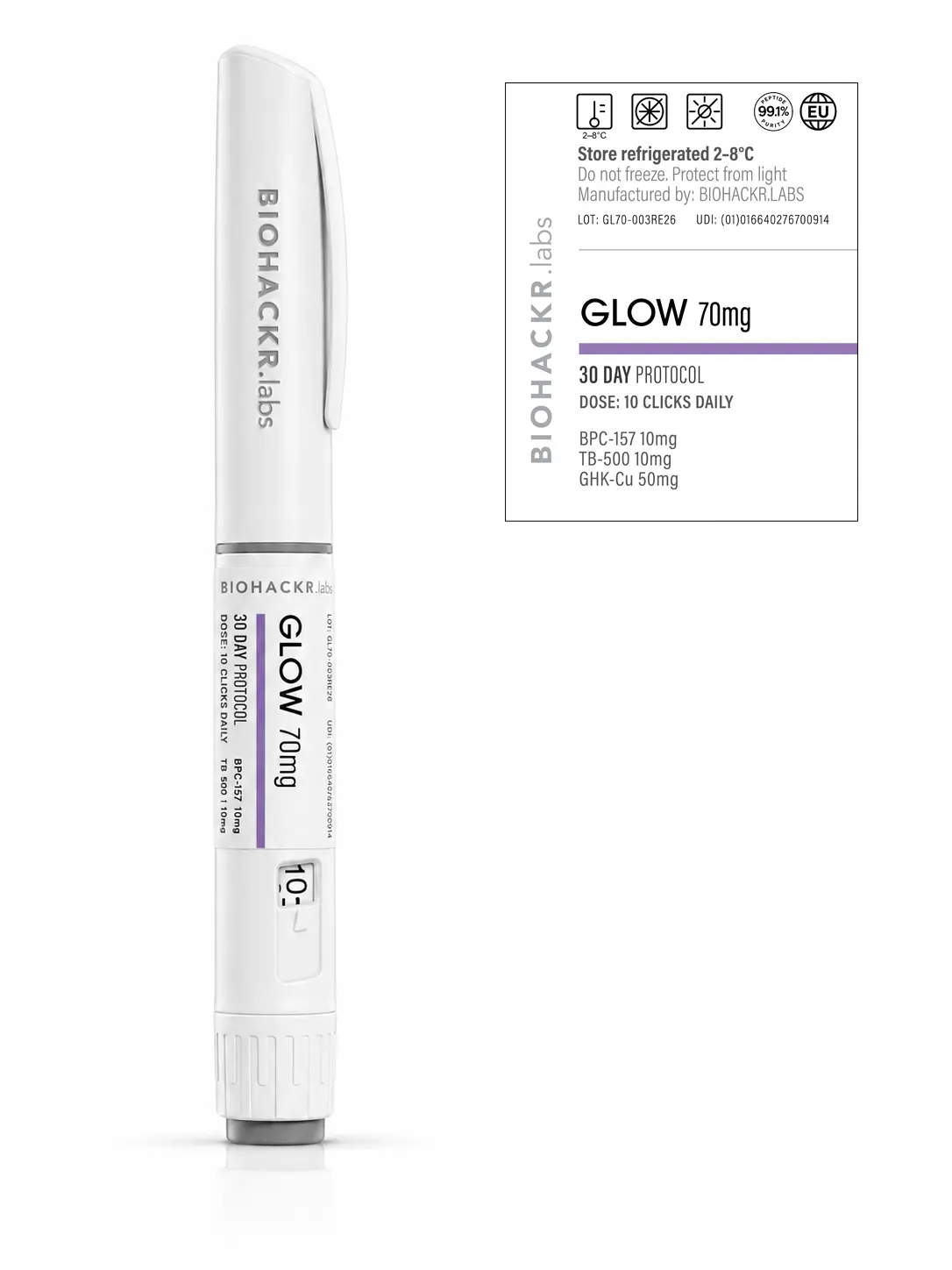 GLOW G70 Recovery Pen — label view