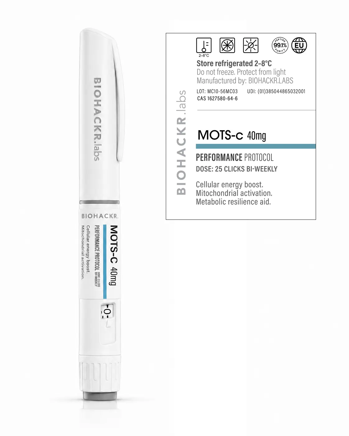 MOTS-c M40 Performance Cycle Pen — label view