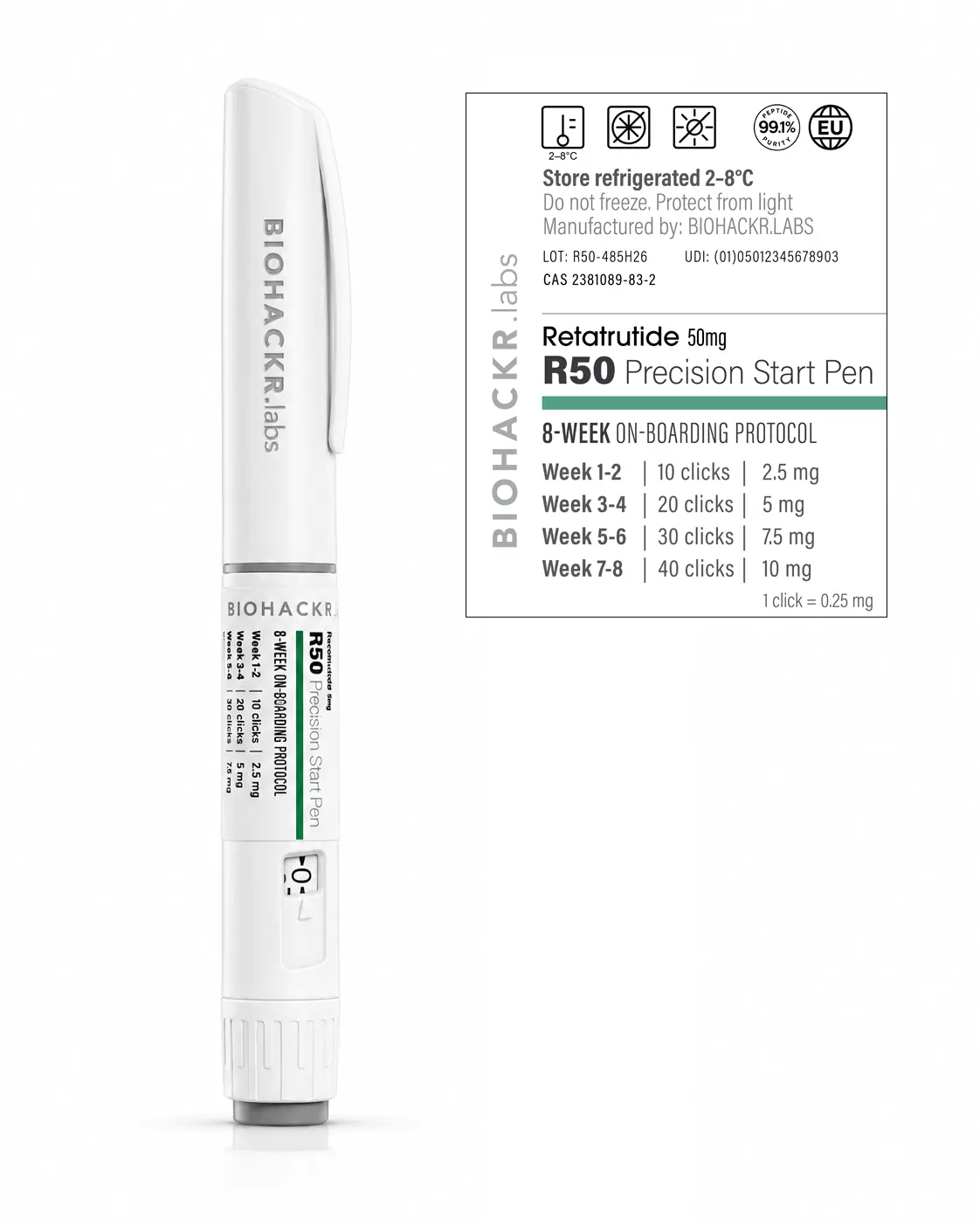 R50 Precision Start Pen — label view